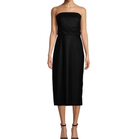 Shoshanna Roxford Black Strapless Velvet Midi Dress Size 4 Cocktail Evening - Picture 1 of 8